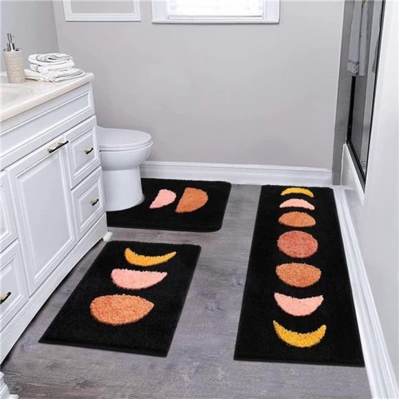 3 Piece Boho Bath Mat Area Rugs